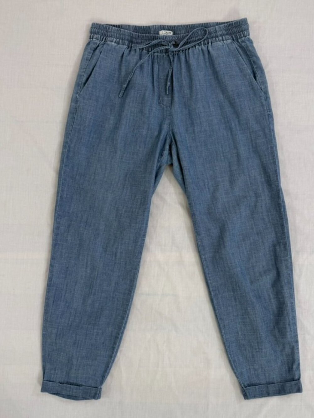 J.Crew Chambray Drawstring Jogger Pants Women's Size 6 Blue 100% Cotton - Picture 5 of 11